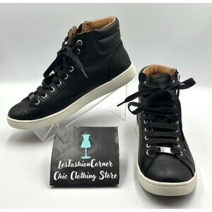 UGG Women's Black Leather Olive High-Top Side Zipper Laces Sneakers Sz 9.5 3135